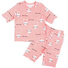 Maykids 童款可愛兔子格紋七分袖家居服套裝