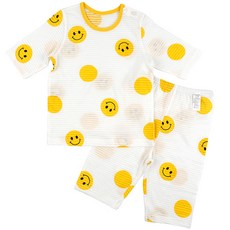 Maykids 童款緹花2件式7分袖套裝 圓點笑臉款