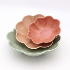 鹽巴漂亮陶瓷義大利麵碗 銀盤 光澤 花盤 3件組, 1套, 混合顏色