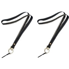 데일리리빙 휴대폰 숄더 스트랩, 블랙, 2개
