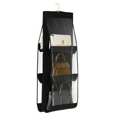 solve living 雙面透明包包收納整理保管盒 掛袋架 整理架 8格, 黑色, 2個