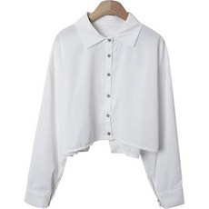 린다샵 키딩미 카라 버튼 베이직 크롭 블라우스 cpbl4995c32