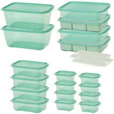 EASY&FREE 堅固波浪保鮮冷凍室收納盒 18種+蒸籠 2入組, 1套
