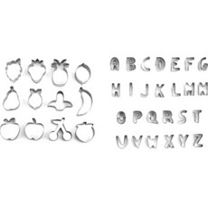 水果造型 12種+ 字母造型 26種 餅乾模具組, 1套, 銀色