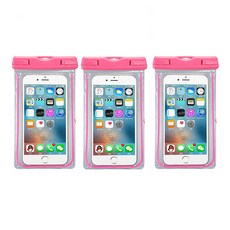 다해유 스마트 컬러풀 투명 방수팩, 핑크색, 3개