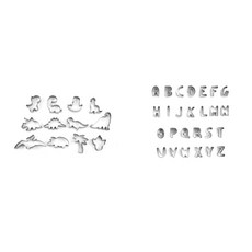 恐龍造型12種 + 字母造型26種 餅乾模具套組, 1套, 銀色