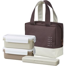 KOMAX 午餐夥伴 The Slim 輕巧便當組, 1套, 棕色 + 燕麥色