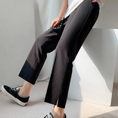 PAPERMENTS 女款鬆緊帶修身開叉8分西裝褲