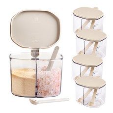 Inbloom Multi Compartment Spice Container 500ml + Spoon Set Cream 白色, 5套