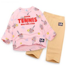 JELISPOON 童款滿版網球印花休閒長袖衣褲組