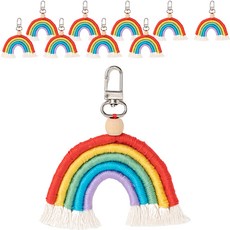 minhwashop 法式繩結迷你鑰匙圈手作組 彩虹 UDPFB0350, 混合色, 10個