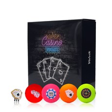 Volvik 賭場主題圖案霧面高爾夫球 4入+球標組, 混色, 1組, 1組