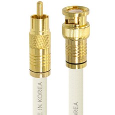SOLTOP 韓國製 高級款 金色 RCA 轉 BNC 5C 壓縮 防水 電視同軸電纜 白色, SOLTOP-897