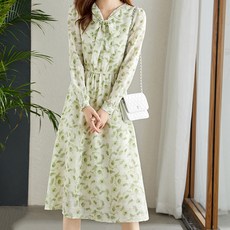 아뗄릭 아뜨랑 싱그럼 쉬폰 봄 리본 원피스 01755 빅사이즈 포함