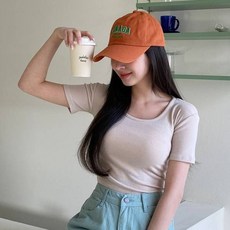 시크블랙 여성용 가코십 베이직 무지 반팔티 cpt12057k32