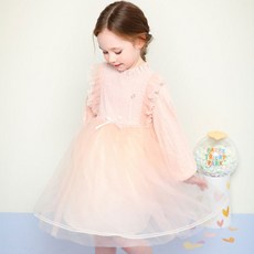 JELISPOON 女童款荷葉領網紗長袖洋裝