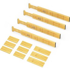 現代鄉村風原木可伸縮抽屜隔板4入 + 3款隔板x3入組 小型, 單一顏色, 1套