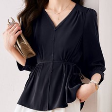 ATTERLIC Luce V領腰部綁帶抓皺襯衫 01804