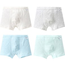 Aippum 男童基本款素色棉質艾草色四角褲4件組 C59