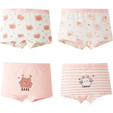 小熊兔子印花四角兒童內褲 4件組