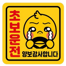車用貼紙 正方形 A06 新手駕駛 小雞 中, 黃色反光, 1個