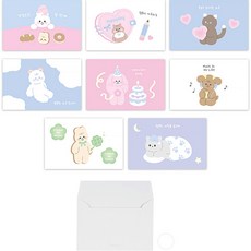 Donna&deco 彩虹花園留言迷你卡片 8款 x 5張 + 信封 20個 + 透明圓形貼紙 20張 套組, 1套, 幸福感謝