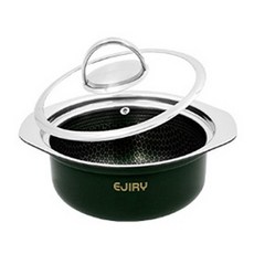 EJIRY Asia Pot High不鏽鋼蜂巢鍋具2件組, 深綠色, 砂鍋 18cm+玻璃鍋蓋