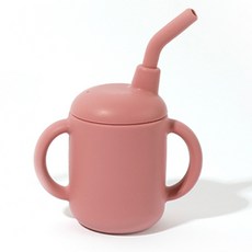 agabang 孩童矽膠吸管杯 120ml, 深粉色, 1個