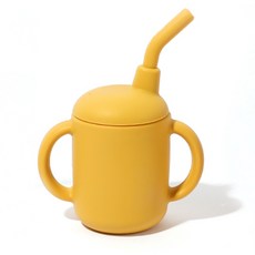 agabang 孩童矽膠吸管杯 120ml, 芥末黃, 1個
