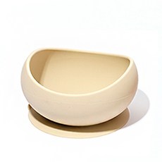 agabang 孩童曲線型吸盤副食品碗, 奶油米色, 380ml, 1入