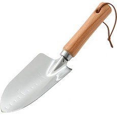 家用花盆 小 09 木質把手不鏽鋼寬鏟, 1個