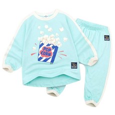 JELISPOON 童款爆米花印花撞色線條長袖衣褲組