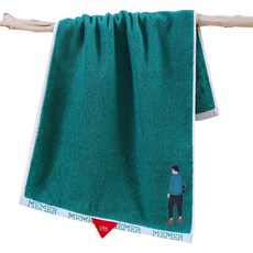 洗臉家用柔軟棉吸水運動毛巾 70*34cm, 綠色, 1個