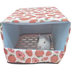 小型動物 Petflow 水果圖案 小窩 倉鼠 天竺鼠 躲藏屋 L, 草莓, 1個