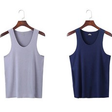 순잠 남성용 무지 라운드넥 나시티 2종 세트