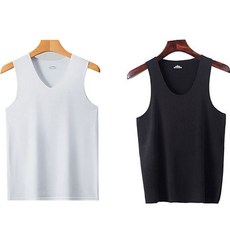 순잠 남성용 무지 V넥 + 라운드넥 나시티 세트