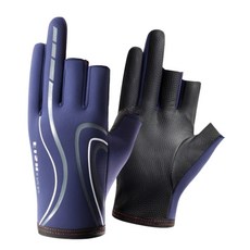 AVIC 運動防滑露三指釣魚手套 釣魚手套 雙手穿戴, 藍色