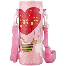 Hanbomnuri 可拆卸斜背肩帶水壺袋 500ml 大尺寸, 愛心, 1個