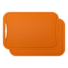 韓國製 Roya 方形矽膠砧板 2件組, 橘色
