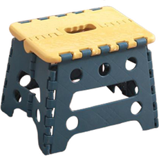 라온팩토리 심플 투톤 휴대용 접이식 미니의자 소, 블루 + 옐로우, 1개