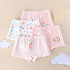 Aippum 女童用 嬌小花朵 60支純棉 內褲 4件組 C55