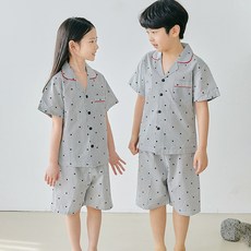 핑코코 아동용 통기성 스트라이프 반팔 상하의 세트