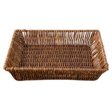 12라운드 사각 라탄 트레이, 브라운, 1개