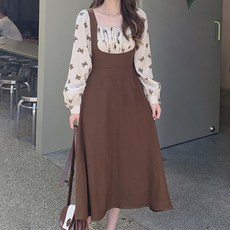 페이퍼먼츠 스퀘어 봄 나비 레이어드 캠퍼스 데일리 원피스 04046 빅사이즈 포함