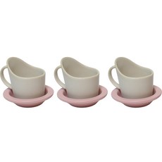 Dalsogum 陶瓷霧麵粉彩紙杯架杯墊套組, 淺粉色, 3套