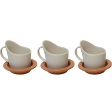 Dalsalt 瓷器啞光蠟筆紙杯托碟套組 3, 鮭魚橘, 3組