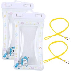 Daily Living 現代感性手機防水袋 + 掛繩組, 2套, 白色獨角獸(防水袋) + 隨機出貨(掛繩)