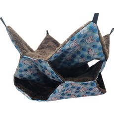 펫플로우 딸기 토끼 패턴 슈가글라이더 숨숨집 해먹, 블루, 1개