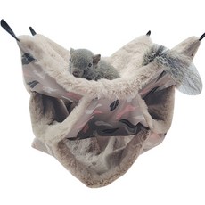 Petflow 寵物可愛圖案小型動物吊床雙層屋 30 x 30 cm, 羽毛, 1個