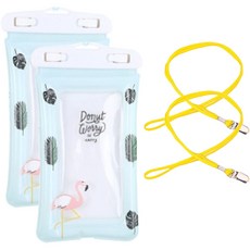 Daily Living 現代感性手機防水袋 + 掛繩組, 2套, 綠色紅鶴(防水袋) + 隨機出貨(掛繩)